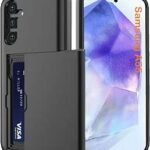 for Samsung A55 Case with Card Holder (Store 2 Cards),Samsung Galaxy A55 Case Wallet Case Slim Dual Layer Heavy Duty Protective Shockproof Hidden Card Slot Phone Case for Samsung Galaxy A55,Black