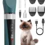 oneisall Cat Clippers for Matted Hair, 5-Speed Quiet Cat Grooming kit, Cordless Pet Shaver for Long Hair,Waterproof Pet Hair Trimmer, Pet Clippers for Cats(Green)