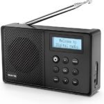 WOVTE DAB Portable Digital Radio Rechargeable Battery or Mains Powered Small FM Radio with Bluetooth Alarm Clock Sleep Timer (Black)