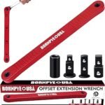 Offset Extension Wrench Set, Impact Ready Socket Wrench Extender Tool with Versatile 1/4", 3/8", and 1/2" Square Drive Adapters (Red)