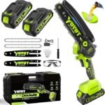 Mini Chainsaw Cordless 6 Inch Super Handheld Rechargeable Chain Saw With Auto Oiler System, Small Electric Chainsaws Battery Powered For Wood/Trees Cutting