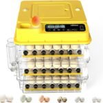 108 Egg Incubator for Hatching Eggs, Fully Automatic Egg Incubator with Auto Temp/Water/Turning, for Chicken Duck Goose Quail Pigeon Turtle Eggs, Humidity Control by Bottles, 360° View Clear Window