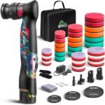 BATOCA S5 Cordless Mini Car Polisher Buffer Sander Dual Action & Rotary Polishing Machine Orbital for Car Detailing Motorcycle Polish 25/50/75mm Polishing Pads Kit 2x 12V Battery 6 Speed 2000-5500RPM