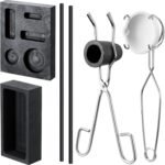 8 Pcs Graphite Crucible Ingot Mould Kit, Includes Crucible Tongs Gold Silver, and Copper Ingot Mold Stir Rod, for Metal Foundry Refining Jewelry Tool