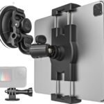 Tablet Holder for Car Windshield, Suction Cup Window Dashboard iPad Mount with 1/4'' Screw Adapter & Dash Sticky Pads for iPad Pro Air Mini, Galaxy Tabs, Cell Phones, 4-13" Devices/Gopro/AKASO/Camera