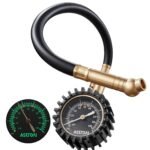AstroAI Heavy Duty Tyre Pressure Gauge, 100 PSI Certified ANSI B40.1 Accurate with Large 2" Easy Read Glow Dial, Durable Rubber Hose and Solid Brass Construction - Perfect for SUVs, RVs, Trucks, Cars