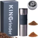 【Gray】 KINGrinder K6 Manual Coffee Grinder Bent Handle Stainless Burr | Supports grind settings for various brewing methods such as pour-over and espresso