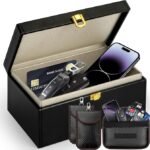 Faraday Box with 3 Pack Faraday Pouches, for Car Keys, Large Faraday Box Key Safe Protector, RFID Signal Blocking Pouch, Anti-Theft Signal Blocking Cages, Remote Entry Keyless