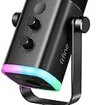 FIFINE AmpliGame AM8 USB/XLR Dynamic Microphone for Gaming Streaming | Podcast Mic with RGB Light, Mute Button, Headphones Jack, Desktop Stand, for Vocal Recording Singing YouTube, Metal