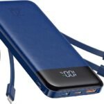 Charmast 20000mAh Power Bank 22.5W Built in 4 Cables, Slim Portable Charger