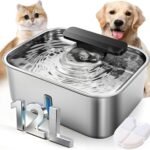 Large Dog Water Fountain 12L/3.2Gal, Stainless Steel Pet Fountain for Large Dogs and Multi-Pets Families, with Water Level Window, Super Quiet, for S-L Dogs and Multi-Pet, Easy to Clean