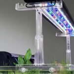 driamor Aquarium Light Holder Adjustable, Clear Acrylic Fish Tank LED Light Riser Stand Aquarium Lamp Brackets Kit 2pcs Transparent Support for Width 2.34-4.7 Inches Light with Extendable Bracket