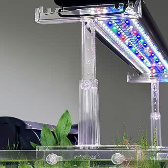 71qVI0L7BlL._AC_SX342_SY445_QL70_ML2_ driamor Aquarium Light Holder Adjustable, Clear Acrylic Fish Tank LED Light Riser Stand Aquarium Lamp Brackets Kit 2pcs Transparent Support for Width 2.34-4.7 Inches Light with Extendable Bracket - Image 1