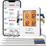 ThermoPro TP25 650ft Wireless Bluetooth Meat Thermometer with 4 Temperature Probes Smart Digital Cooking BBQ Thermometer for Grilling Oven Food Smoker Thermometer, Rechargeable