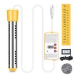 Immersion Water Heater, Cadrim 3000W Electric Submersible Water Heater with Timer, Stainless Steel Guard Cover and Digital LCD Thermometer, Home Instant Water Heater to Heat 5 Gallons of Water in Min