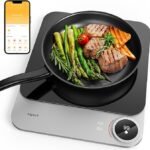 TOKIT 2100W Portable Induction Cooktop with App - Single Electric Induction Stove Hot Plate with 99 Power Levels/4H Timer/20mm Ultra-Thin Electric Countertop Burner, Glass Ceramic Plate, Easy To Clean