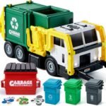 JOYIN 16" Large Garbage Truck Toys for Boys, Realistic Trash Truck Toy with Trash Can Lifter and Dumping Function, Garbage Sorting Cards for Preschoolers, Toy Truck for Boy Age 3 4 5 Years Old