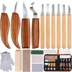 26-in-1 Wood Carving Kit with Wood Whittling Kit with Basswood Wood Blocks Gifts Set for Adults and Kids Beginners, Carving Knife Sharpener for Spoon, Bowl, Kuksa Cup (Carving Knife Kits)
