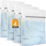 4PCS Laundry Bags for Delicates, Mesh Washing Bags 40x30cm Medium Size, Durable Wash Bags for Clothing Laundry & Delicates Wash Bag, Zippered Clothes Protection Bag for Washing Machine & Travel