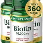 Nature's Bounty Biotin 10,000 Mcg, Supports Healthy Hair, Skin and Nails, Rapid Release Softgels, 3 Pack, (360 Total)