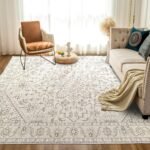 200x300cm Large Area Rug Livingroom Rugs, Non-Slip Washable Rugs Vintage Carpet Mat 6×9 Indoor Rugs Modern Soft Abstract Rugs Home Decor(Gray-White)
