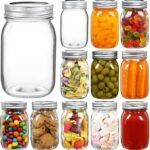 12 Pack 500ml Mason Jars with Airtight Lids and Bands Glass Canning Jars Ideal for Preserving, Jam, Honey, Jelly, Wedding Favors, Shower Favors, Sauces, DIY Spice Jars, Salad (12)