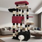 Gitelsnour Cat Tree, Heavy-Duty Cat Tower for Large Adult Cats, Main Coon Cat Tree Tower with Hammock, 2 Big Perches, 2 Cat Condos forIndoor Cats 20 lbs+, 15 Scratching Posts, Black (Gothic) GCT033BR