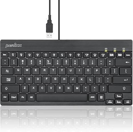 awais 2222222 Perixx PERIBOARD-326 Wired Mini Backlit USB Keyboard with Low Profile Keys, US English Layout - Image 1