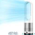 MINYII Bladeless Tower Fan, 22" Quiet Cooling Tower Fan, Touch, 8 Speeds, 9H Timer, LED Display with Auto Off, Oscillating Pedestal Fan with Remote for Indoor, Bedroom, Home & Office