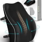 TRAVEL EASE Ergonomic Lumbar Support Cushion, Memory Foam Back Support for Car Seat Office Chair Gaming Chair, Backrest with Skin-Friendly Cover & Dual Adjustable Straps, Black
