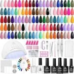 Beetles Gel Nail Kit with UV Lamp 68PCS Gel Polish Set 35 Colour Nail Art Starter Kit with Base Coat Glossy & Matte Top Coat All Season Manicure Supplies for DIY Home Salon Emotional Spectrum