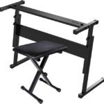 Piano Keyboard Stand & Adjustable Piano Bench, Adjustable Z-Shaped Keyboard Stand with Locking Straps, Portable Wide Piano Stand Set for 54 and 61 keys