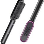 TYMO Hair Straightener Brush, Hair Iron with Built-in Comb, Fast Heating, 5 Temp Settings, Anti-Scald, Professional Salon at Home, Hair Straightener That Reduces Styling Time, AU plug Black