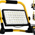 LED Work Light, 100W 10000LM Construction Light with Stand, 700W Equivalent 6500K IP66 Waterproof Flood Lights, 13.1ft 4M Cord with Plug, Portable Working Lights for Job Site Car Repairing Workshop