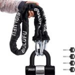 Motorcycle Lock Chain Locks Heavy Duty, 120cm/4ft Long, Cut Proof 12mm Thick Square Chains with 4Keys 16mm U Lock, Ideal for Motorcycles, Motorbike, Bike, Generator, Gates, Bicycle, Scooter