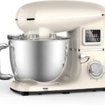 Stand Mixer, 1500W Electric Dough Mixer with 6 Speeds LCD Screen Timing, Food Mixer with 6.2L Stainless Steel Bowl, Dough Hook, Beater, Whisk, Scraper, Splash-Proof Cover (AU werehouse)