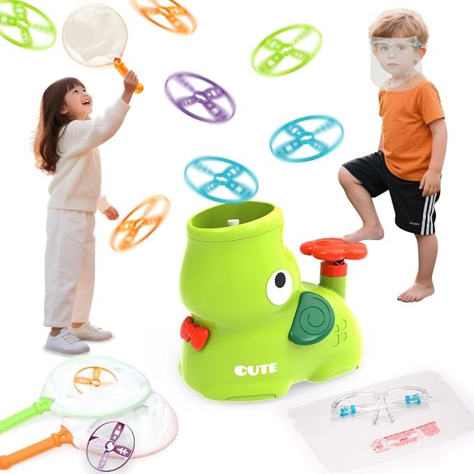 fsfs YOLOMOON Kids Outdoor Toys for 3 4 5 6 7 8 Years Old Boys, Stomp Flying Discs Launcher Toys Catch Games, Outside Toy for Toddlers Age 3-5 6-8, Elephant Indoor Outdoor Play Summer Gifts (Green) - Image 1
