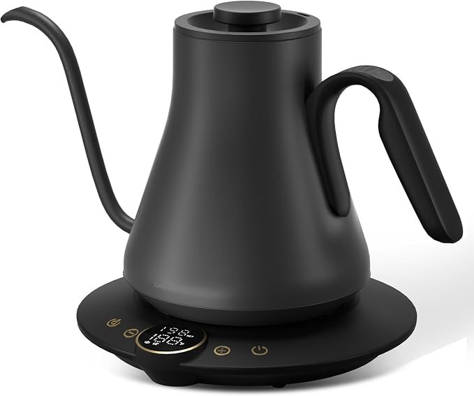 musadiq22222 Cocinare FLOW B9 Gooseneck Electric Kettle, Precise Temperature Control for Pour-Over Coffee & Tea Brewing, Stainless Steel Interior, Rapid Heating for Boiling Water, 1500W/0.9L Matte Black - Image 1