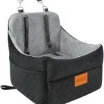 Dog Booster Car Seat for Small Dogs up to 30 lbs – Elevated Pet Travel Seat, Safety Belt, Storage & Tether, for Front & Back Seats, Detachable & Washable (Black/Grey, Standard)