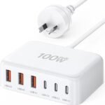 USB C Fast Charger, 100W Portable Charging Station Hub Block, 6 Port GaN Wall Charger Power Strip Adapter Plug Cube Brick for iPad iPhone 16 15 14 13 12 Pro Max Samsung Galaxy, Google Pixel, Motorola