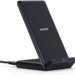 Anker Wireless Charger, PowerWave Stand, Qi-Certified for iPhone 12, 12 Mini, SE, 11, 11 Pro, XR, Xs Max, 10W Fast-Charging Galaxy S20 S10 S9 S8, Note 10 (No AC Adapter)