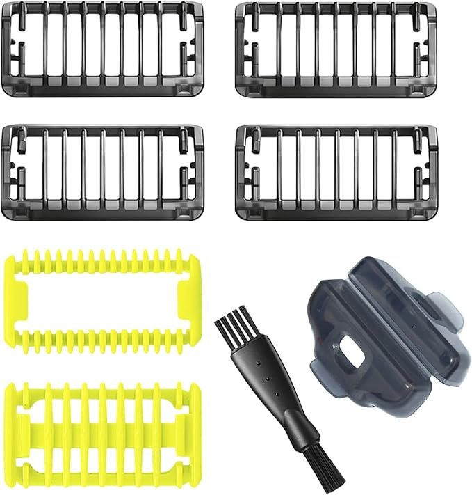 61DBJO6yrpL._AC_SX679_ Guide Comb For Philip OneBlade & One Blade Pro - 1/2/3/5mm qp2520 qp2630 qp6510 qp6520 qp6530 Face Hair Clippers Beard Trimmer Replacement Pack Kit (8pc) Yellow - Image 1
