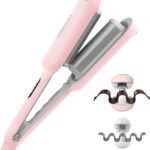 TYMO Hair Crimper Waver Hair Tool - Deep Waver Curling Iron, Ionic Beach Waves Curling Wand with Ceramic Tourmaline Barrel for Women, Anti-Scald, Quick & Easy, Dual Voltage, TYMO ROVY, Pink, 32mm
