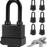 Padlocks Keyed Alike for Outdoor use, Pack of 6, Laminated Steel Lock Set Safety Padlock, Waterproof Heavy Duty Outdoor Security Lock