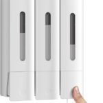 Shower Soap Dispenser Shampoo Conditioner Wall Mounted No Drill Body Wash Dispenser 3 Chamber for Home Bathroom Hotel 3 x 400ml Large Capacity White