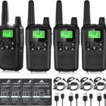 Walkie Talkies for Kids Adults, Rechargeable Long Range Walky Talky 2 Way Radios 80 Channels 1400mAh Li-ion Battery for Family Outdoors Camping Hiking Toys Gift 4 Pack