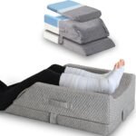 Pseul Leg Elevation Pillow with 3 Heights Adjustable & Non-Slip Base | 4 Handles, Detachable, Cooling Memory Foam for After Surgery&Resting, Blood Circulation, Sciatica, Back Pain Relief, Relaxing