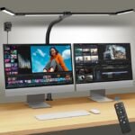 LED Desk Lamp for Home Office, 24W Desk Light with 4-Segment Bar and Remote | 24W Gooseneck Architect Desk Lamp with Clamp for Study Reading,1800 LM, 5 Color Modes, 5 Brightness Levels, Timer, Eye Caring