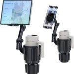 Cup Holder Tablet Mount, Ipad Cup Holder Car Mount with Adjustable Arm for Tablet iPhone 3-13in iPad Pro Air Mini, Fire, iPhone 15, Galaxy S24 Z Fold 5