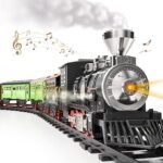 MSKOLER Large Train Set - Kids Electric Train Toy with 3 Way Smoke Locomotive, Light and Sounds, Cargo Cars and Long Tracks, Large Gift Train Set for Boys & Girls